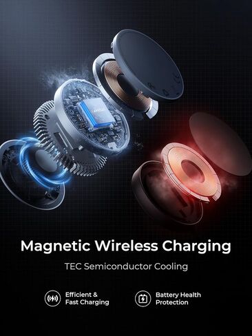 Magnetic Wireless Charger with Active Semiconductor Cooling System,15W Qi2 MagSafe Fast Charging Pad for Gaming & Live Streaming, Phone Cooler for Video Recording for iPhone 17 16 15 14 13 12 Series in Kuwait