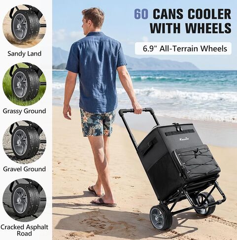 KEDSUM 60-Can 250LB Rolling Cooler, 20H Cold Retention Cooler with Wheels in Kuwait