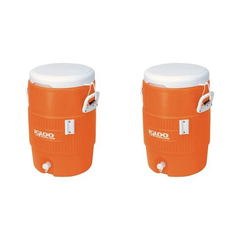 Igloo 5-Gallon Heavy-Duty Beverage Cooler, Orange & Ultimate Drip Catcher Set (2 Set, 5-Gallon, Orange) in Kuwait