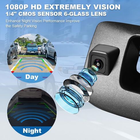 Rear Tailgate Handle Backup Camera Compatible with 2007-2013 Chevy Silverado/GMC Sierra 1500 2500HD 3500HD Tailgate Reversing View Park Assist Camera Replaces 22755304 180°Wide Angle in Kuwait