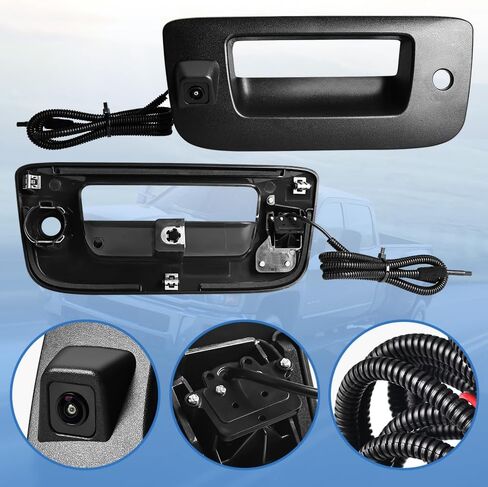 Rear Tailgate Handle Backup Camera Compatible with 2007-2013 Chevy Silverado/GMC Sierra 1500 2500HD 3500HD Tailgate Reversing View Park Assist Camera Replaces 22755304 180°Wide Angle in Kuwait