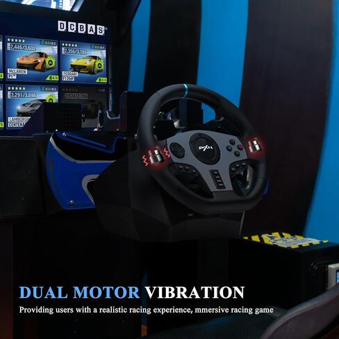 PXN V9 Steering Wheel - Vibration Feedback Gaming Racing Wheel with Shifter and Pedals for PC, PS3, PS4, Xbox One, Xbox Series X/S, and Switch(Used - Like New) in Kuwait