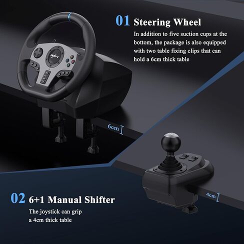 PXN V9 Steering Wheel - Vibration Feedback Gaming Racing Wheel with Shifter and Pedals for PC, PS3, PS4, Xbox One, Xbox Series X/S, and Switch(Used - Like New) in Kuwait