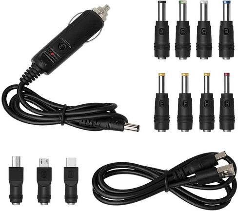 12V Car Charger with 5V DC Power Cable, 11 Connectors (Black) in Saudi Arabia