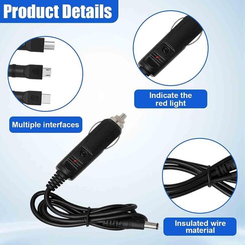 12V Car Charger with 5V DC Power Cable, 11 Connectors (Black) in Saudi Arabia