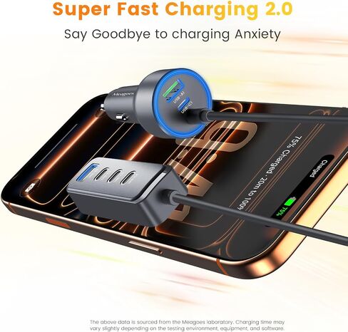 127.5W Fast USB C Car Charger Multiple Ports, 6 Port Road Trip Essentials in Kuwait