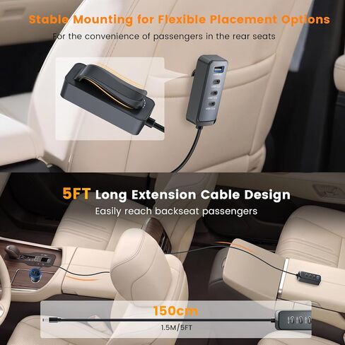 127.5W Fast USB C Car Charger Multiple Ports, 6 Port Road Trip Essentials in Kuwait