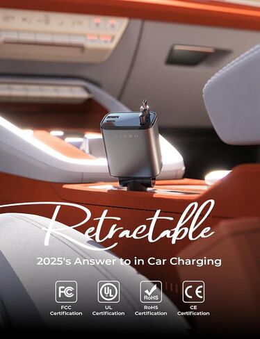 LISEN Retractable Car Charger Gift Box Edition, 84W Cars Phone Charger with Retractable Cable, Car Accessories Gifts for Men Women, 2025, USB C Fast Cars Adapter for iPhone 17 16 15 14 in Kuwait