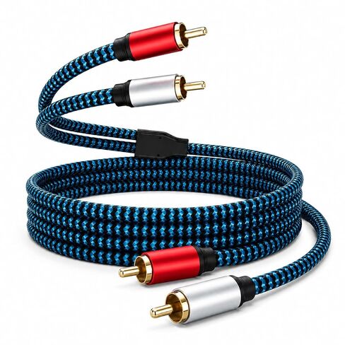 RCA Cable 5ft/1.5M 2RCA Male to 2RCA Male Stereo Audio Cable Nylon-Braided Auxiliary Audio Cord for Home Theater HDTV Amplifiers Hi-Fi Systems Speakers and etc in Kuwait