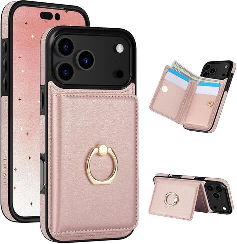 LOHASIC for iPhone 17 Pro Max Case Wallet with Card Holder, 360° Rotation Ring, RFID Blocking, 5 Card Slots, PU Leather 6.9" Cover for Apple 17 Pro Max Men Women, Ivory White in Kuwait