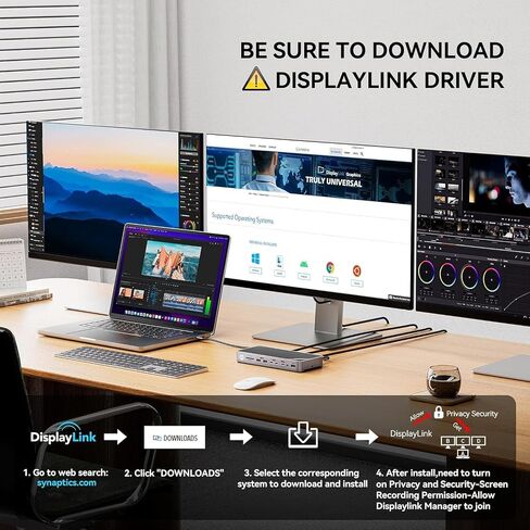 Minisopuru MD6950U DisplayLink Docking Station 3 Monitors with 3 HDMI 3 DP in Kuwait