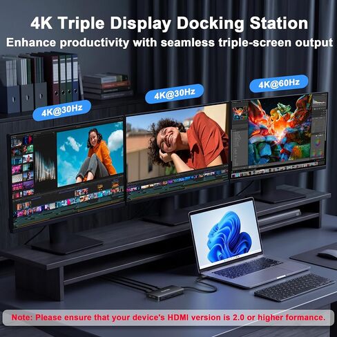 Laptop Docking Station 3 Monitors, 8 in 1 USB C Dock Dongle with 2 HDMI, DP in Kuwait
