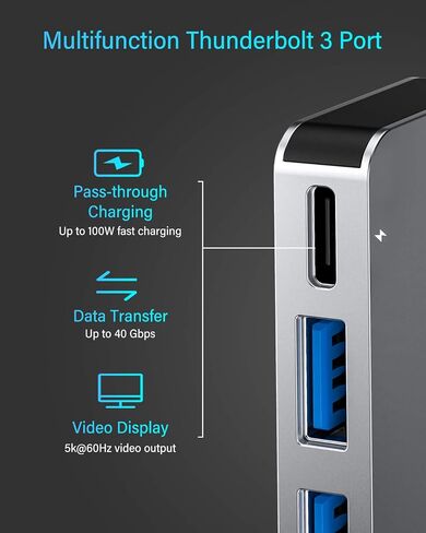 RayCue USB C Adapter for MacBook Pro/MacBook Air M1 M2 M3 2023 2022 2021 13" 15" 16",6 in 1 USB-C Hub MacBook Pro Accessories with 3 USB 3.0 Ports, USB C to SD/TF Card Reader and Thunderbolt 3 PD Port in Kuwait