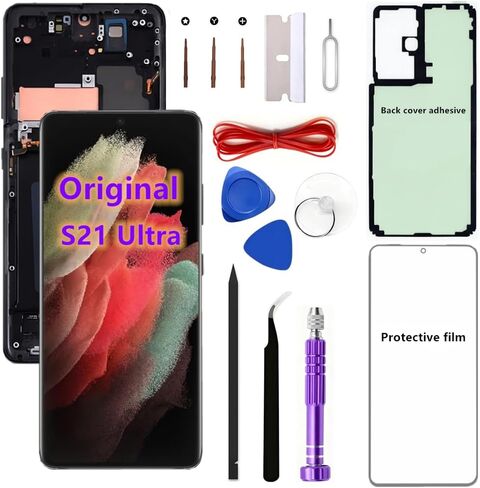 OEM Screen Replacement kit for Samsung Galaxy S21 Ultra 6.8" Original AMOLED S21Ultra 5G SM-G998U,SM-G998U1 Display Touch Screen Digitizer Assembly (with Black Frame) in Kuwait