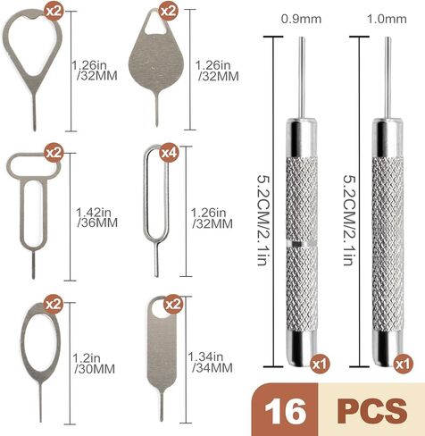 16 Pack SIM Card Eject Tool Kit Phone Tray Opener Pin Needle for Mobile Device Universal Removal Key for Cell Phones Tablets and Smart Device Storage Accessories in Kuwait