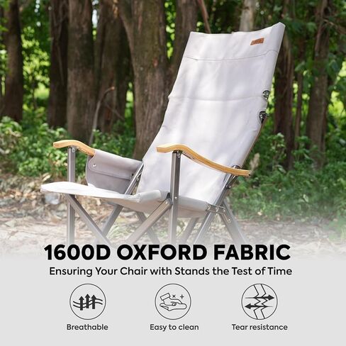 ICECO High Back Camping Chairs for Adults, Heavy Duty Folding Chair for Outside, Portable Outdoor Chairs with Storage Bag, Hold Up 600 LBS Backpack Camping Chair, 10 Years Warranty (Non-Adjustable) in Kuwait
