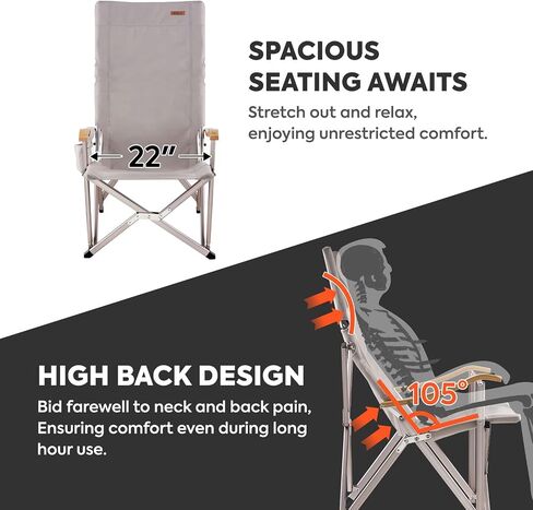 ICECO High Back Camping Chairs for Adults, Heavy Duty Folding Chair for Outside, Portable Outdoor Chairs with Storage Bag, Hold Up 600 LBS Backpack Camping Chair, 10 Years Warranty (Non-Adjustable) in Kuwait