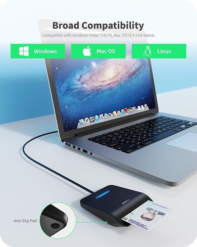 AKERU CAC Card Reader USB C with LED Indicator, DOD Military Common Access, (5 feet Long Cable). Universal Compatibility, Compact PIV Smart Card Reader Type C Compatible with Windows, Mac OS– Black in Kuwait