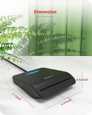 AKERU CAC Card Reader USB C with LED Indicator, DOD Military Common Access, (5 feet Long Cable). Universal Compatibility, Compact PIV Smart Card Reader Type C Compatible with Windows, Mac OS– Black in Kuwait