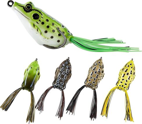 5PCS Frog Lure Kit - Topwater Fishing Lures for Pike, Snakehead & Freshwater Fish | Soft PVC Baits with Weedless Hooks - Perfect for Dense Vegetation | Ideal Lure Set for Anglers inSaltwater in Saudi Arabia