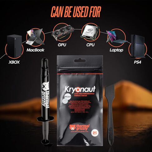 Thermal Grizzly Kryonaut The High Performance Thermal Paste Cooling All Processors, Graphics Cards and Heat Sinks in Computers and Consoles Combo Extra Spatula (Kryonaut 5.5g Combo) in Kuwait