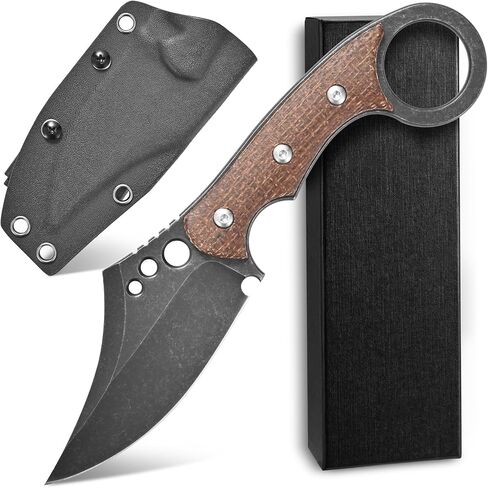 C1116 Fixed Blade Knife,D2 Steel Blade +Micarta Handle Outdoor Survival Camping Claw Knife with Kydex Sheaths(Brown) … in Saudi Arabia