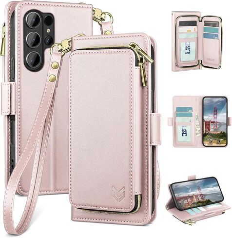 DJBEAR for Samsung Galaxy S26 Ultra Wallet Case for Men & Women, All-in-One Flip Folio Cover with 9 Card Slots, Zipper Pocket, Detachable Wrist Strap, Full Body Protection for S26 Ultra Dark Purple in Kuwait