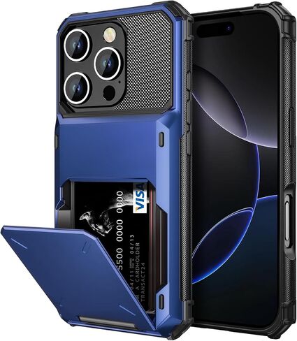 Vofolen for iPhone 16 Pro Case with Wallet Card Holder Gun Metal in Kuwait