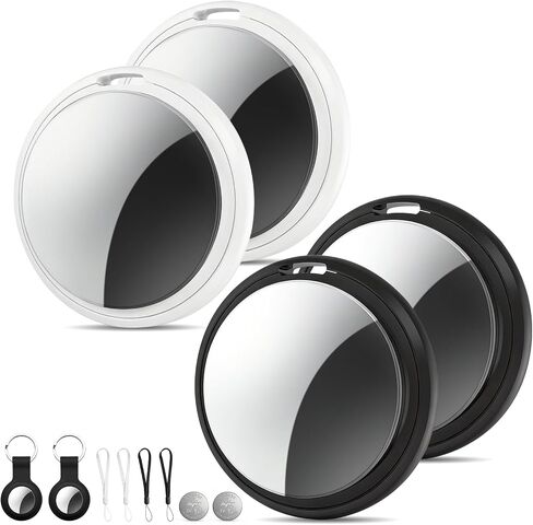 4 Packs Tracker Tags Compatible with Find My (iOS Only), Bluetooth Tracker Tags, Smart Keys Finder and Item Locator with Waterproof Case for Wallet Luggage Backpack (2Black+2White) in Kuwait
