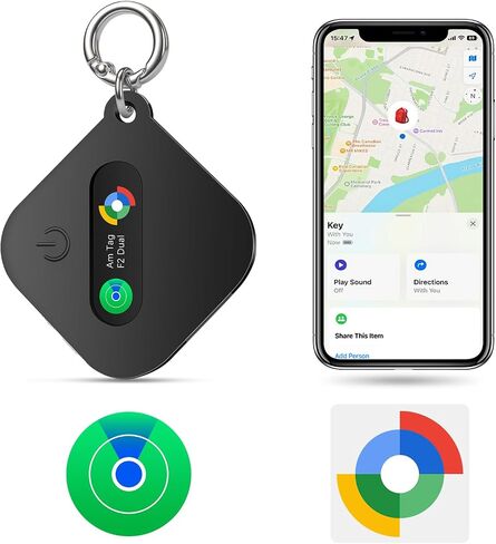 Dual System Bluetooth Tracker for iOS or Android-1Packs, Compatible with Apple Find My (iOS) & Google's Find Hub(Android) for Smart Tracking Tag/Key Finder/Luggage Tracker in Kuwait