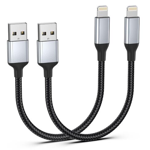2 FT iPhone Charging Cable, 2 Pack [MFi Certified] USB to Lightning Cable 2ft for Car Fast Charging Braided Short iPhone Cord Compatible with Apple iPhone 14/13/12/11Pro/X/XR/8/7/6s/Plus/SE/iPad in Kuwait