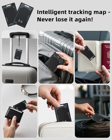 CooAoo Wallet Tracker Card Android, IP68 Waterproof Smart Card Luggage Tracker Compatible with Google Find Hub (Android Only), Rechargeable Item Locator Finder, Slim Tracking Card for Wallet, Black in Kuwait
