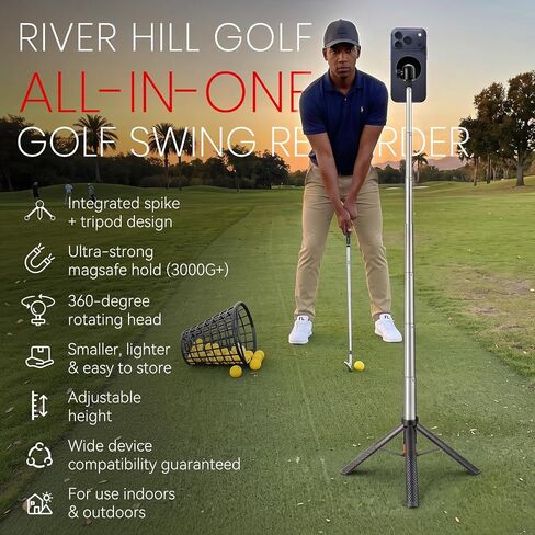 All-in-One Golf Swing Recorder Monopod with Spike Tripod 10-51" Only 0.63lb in Kuwait
