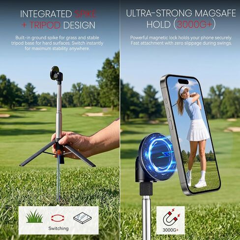 All-in-One Golf Swing Recorder Monopod with Spike Tripod 10-51" Only 0.63lb in Kuwait