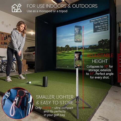 All-in-One Golf Swing Recorder Monopod with Spike Tripod 10-51" Only 0.63lb in Kuwait