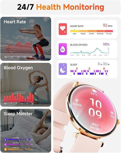 Hwagol Smart Watches for Women with Android iPhone Compatible[Calls/Metal Thin Body],1.43" Micro-Spherical AMOLED Screen,Sports Watch with Sleep/Heart Rate Monitor,Pedometer for Steps Miles (Gold) in Kuwait