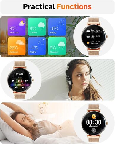 Hwagol Smart Watches for Women with Android iPhone Compatible[Calls/Metal Thin Body],1.43" Micro-Spherical AMOLED Screen,Sports Watch with Sleep/Heart Rate Monitor,Pedometer for Steps Miles (Gold) in Kuwait