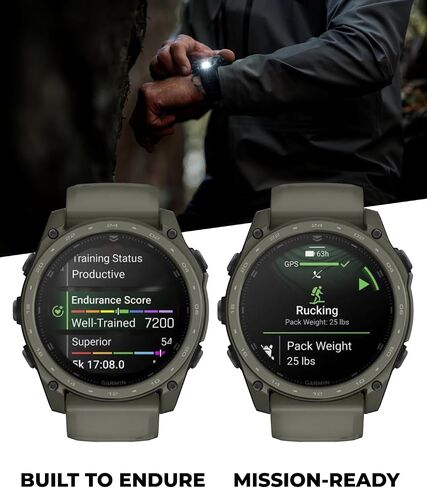 Garmin Tactix 8 51mm Cerakоtе, Premium Tactical GPS Smartwatch, AMOLED Display, Applied Ballistics Solver, Olive Drab Cerakоtе Coating Black Earbuds Bundle in Kuwait