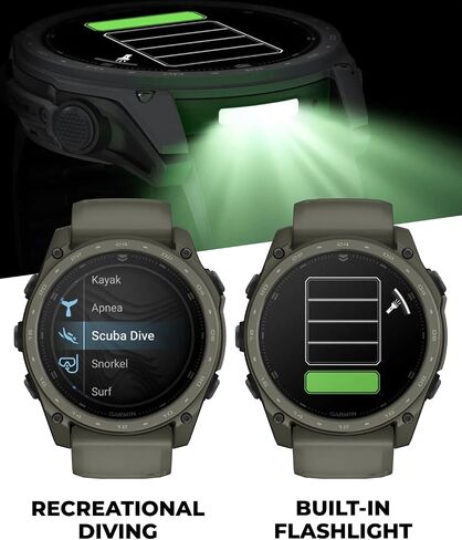 Garmin Tactix 8 51mm Cerakоtе, Premium Tactical GPS Smartwatch, AMOLED Display, Applied Ballistics Solver, Olive Drab Cerakоtе Coating Black Earbuds Bundle in Kuwait