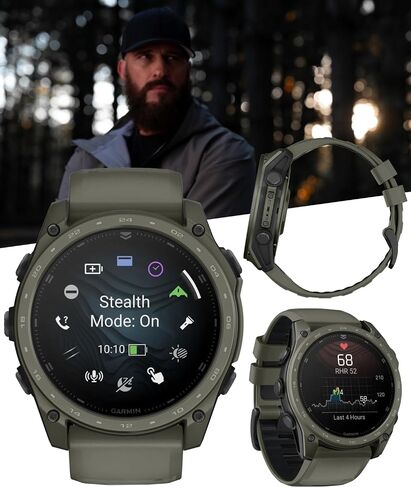 Garmin Tactix 8 51mm Cerakоtе, Premium Tactical GPS Smartwatch, AMOLED Display, Applied Ballistics Solver, Olive Drab Cerakоtе Coating Black Earbuds Bundle in Kuwait