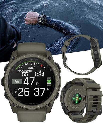 Garmin Tactix 8 51mm Cerakоtе, Premium Tactical GPS Smartwatch, AMOLED Display, Applied Ballistics Solver, Olive Drab Cerakоtе Coating Black Earbuds Bundle in Kuwait