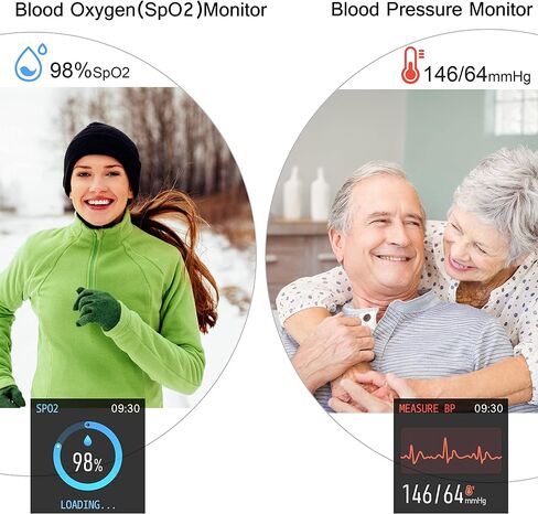 Popglory Smart Watch, Smartwatch with Blood Pressure, Blood Oxygen Monitor, Fitness Tracker with Heart Rate Monitor, Full Touch Fitness Watch for Android & iOS for Men Women (Black) in Kuwait
