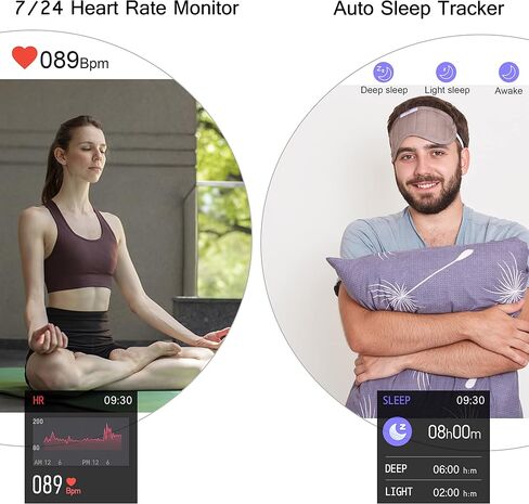 Popglory Smart Watch, Smartwatch with Blood Pressure, Blood Oxygen Monitor, Fitness Tracker with Heart Rate Monitor, Full Touch Fitness Watch for Android & iOS for Men Women (Black) in Kuwait