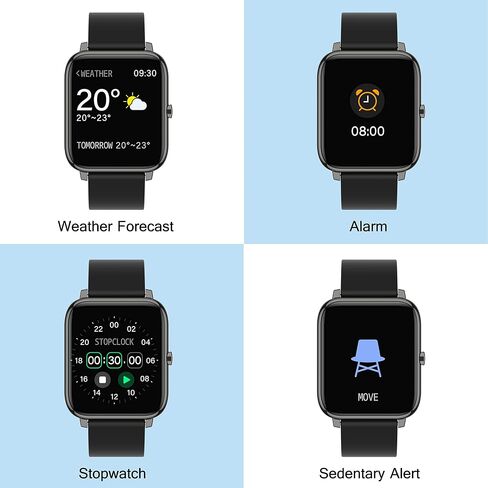 Popglory Smart Watch, Smartwatch with Blood Pressure, Blood Oxygen Monitor, Fitness Tracker with Heart Rate Monitor, Full Touch Fitness Watch for Android & iOS for Men Women (Black) in Kuwait