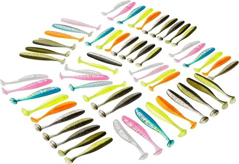 Soft Plastic Swimbaits – Paddle Tail Lures Kit with Box 50Pcs in Kuwait