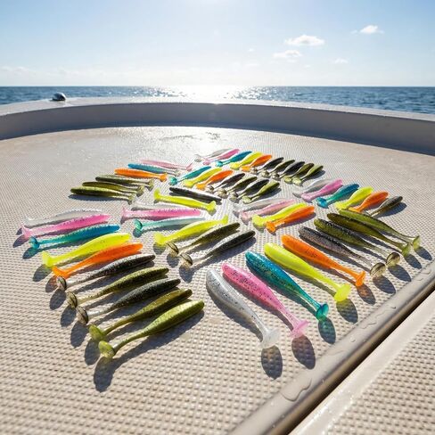 Soft Plastic Swimbaits – Paddle Tail Lures Kit with Box 50Pcs in Kuwait