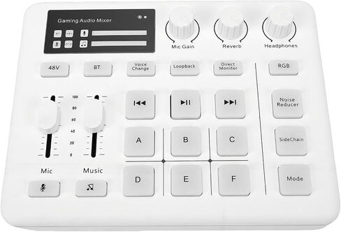 GOWENIC Bluetooth Live Sound Card with RGB Light for Phone Laptop (White) in Kuwait