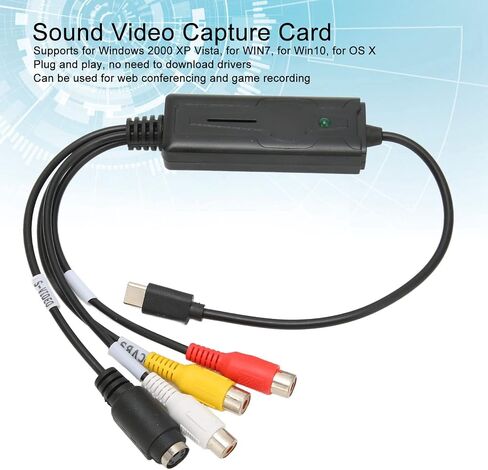 Fabater Type C Sound Video Card, to USB Converter Adapter for 10 8.1 8 7, OS X, Vista - SVideo & CVBS Input, Adjustable Brightness Contrast Saturation Hue, Plug in Kuwait