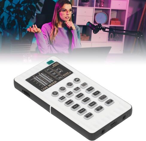 GOWENIC Portable Voice Changer, Bluetooth Sound Card with 8 Voice Modes 9 Sound Effects 10 Level Pitch Control, Plug and Play for Mobile Phone Computer Gaming Live Broadcast in Kuwait