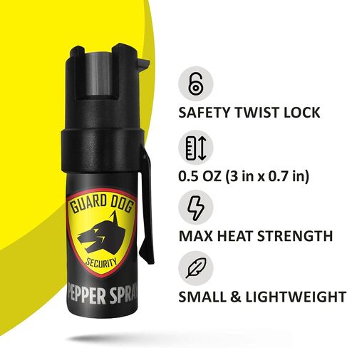 Guard Dog Security Pepper Spray for Self Defense, Collar Clip For Easy Carry & Fast Access, Pepper Spray For Women, Men, OC Spray with UV Dye, Maximum Police Strength, Safety Twist Lock, 16 feet Range in Kuwait